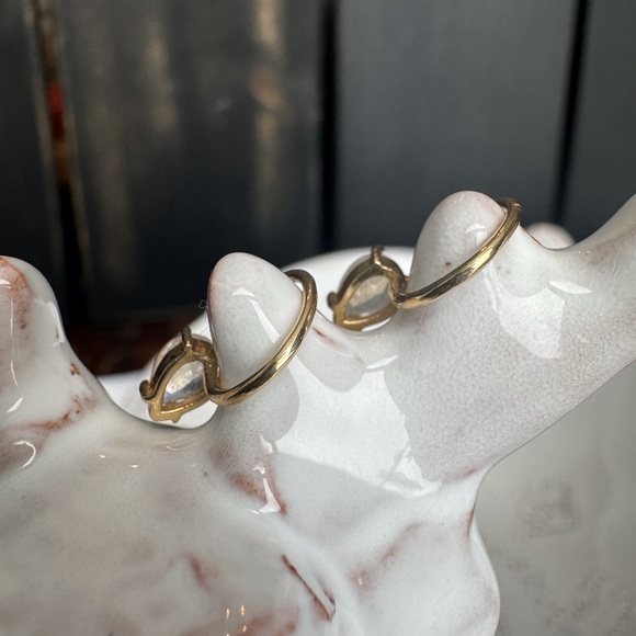 14KYG Moonstone Open Huggie Earrings - Picture 4 of 5